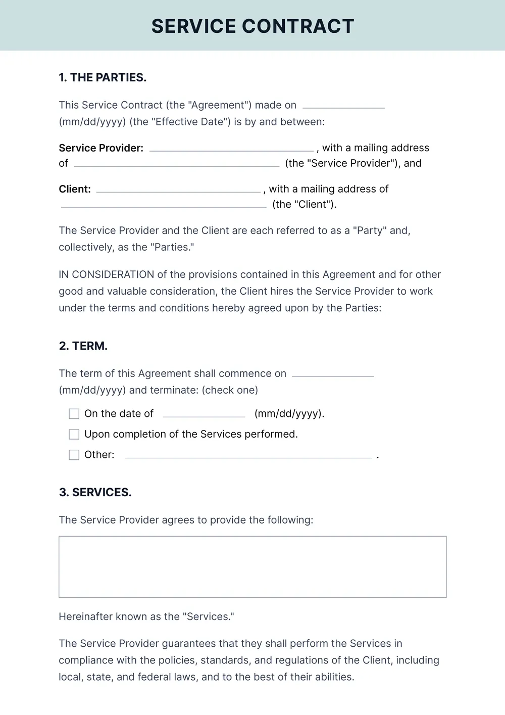 service-agreement-contract form