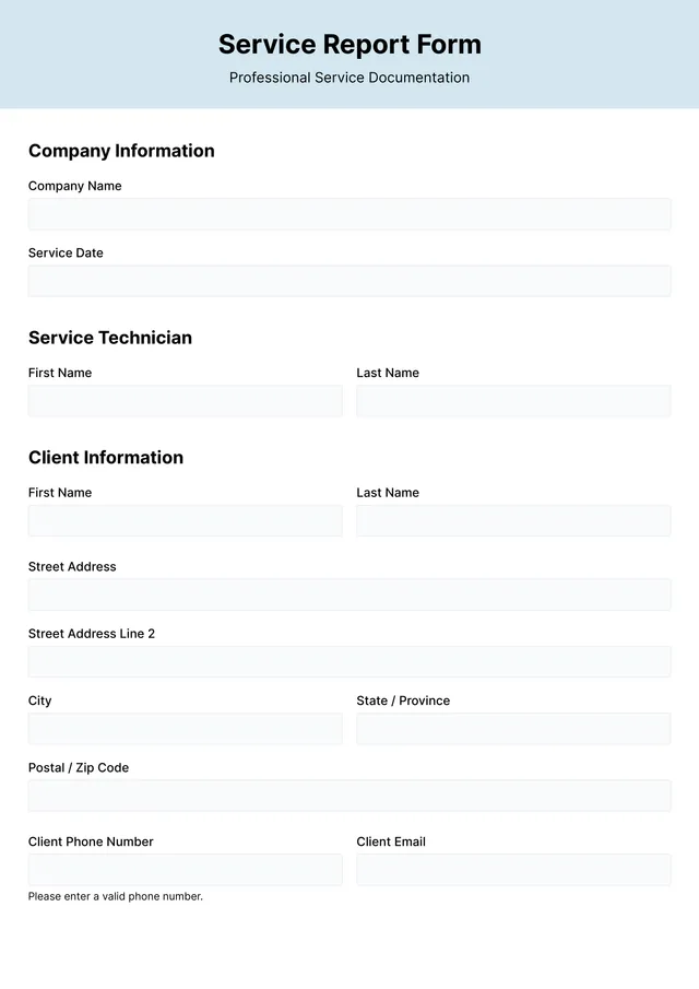 Service Report Template