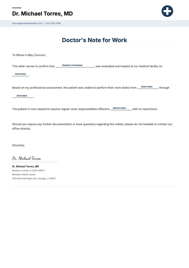 Sick Leave Doctor Note