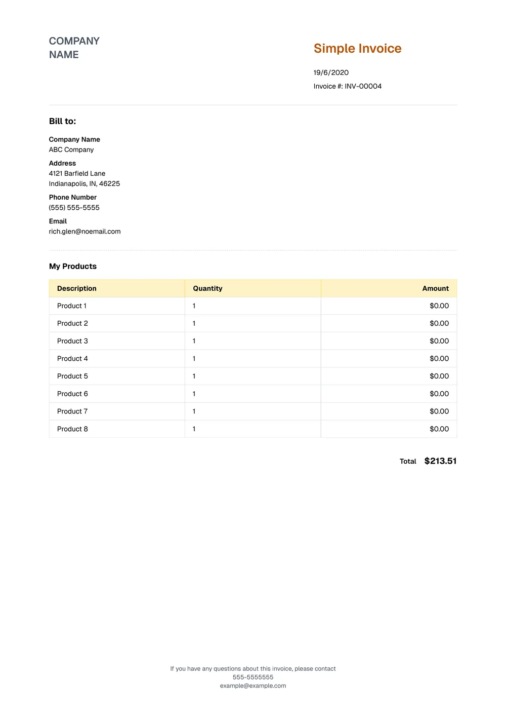 simple-invoice form