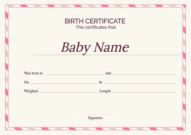 Striped Border Birth Certificate