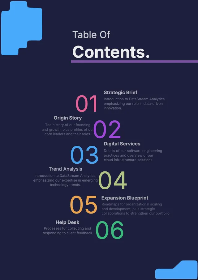 Tech Company Profile Table of Contents