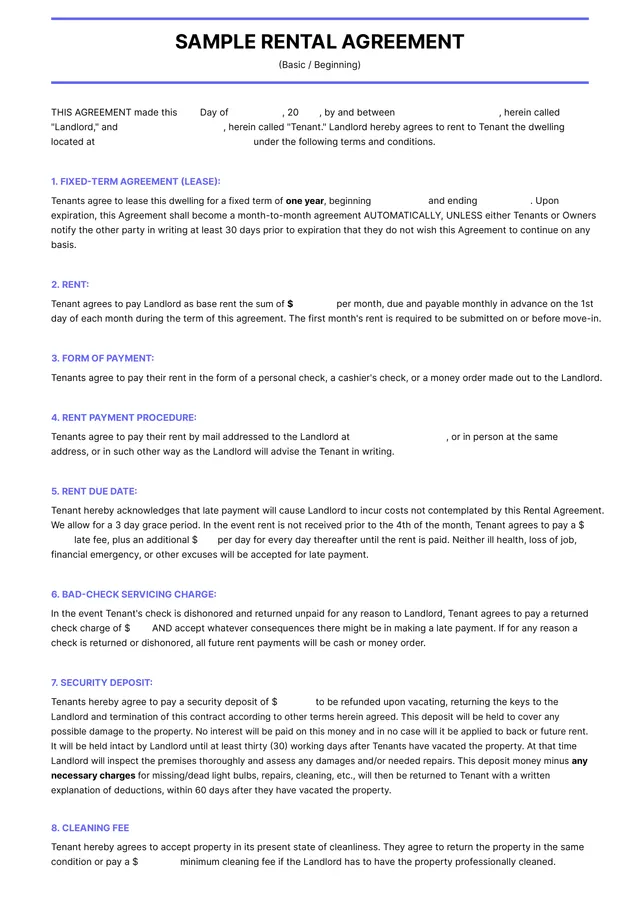 Tenancy Agreement Template