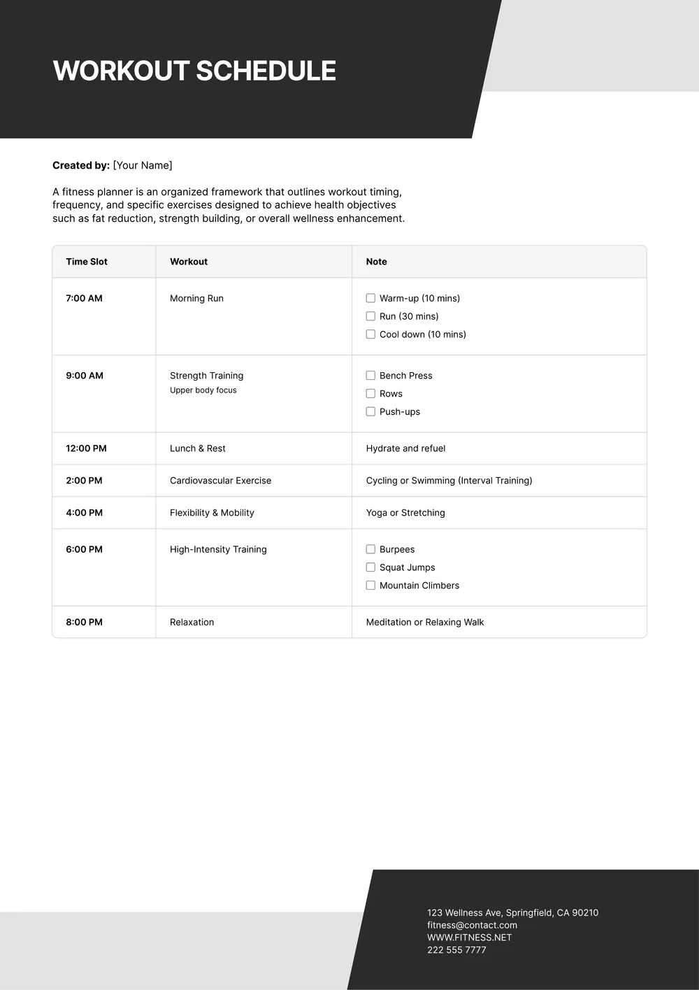 training-schedule form