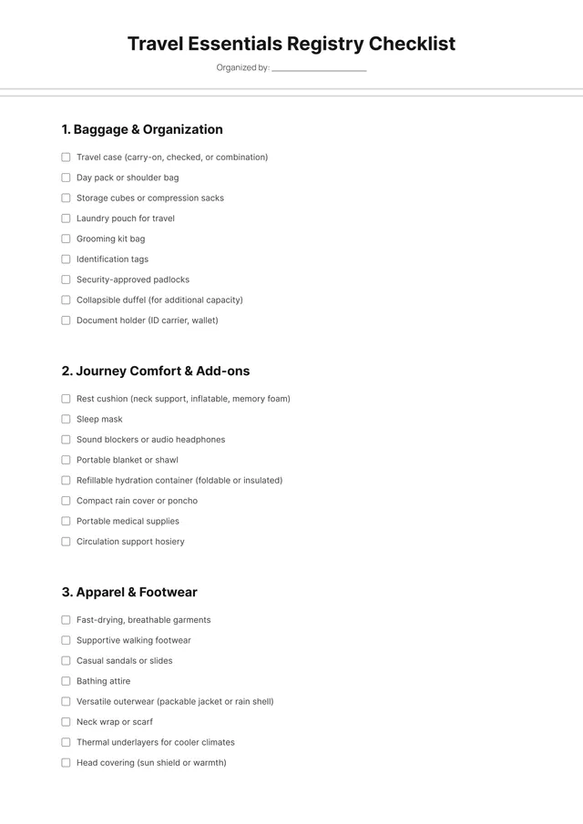 Travel Checklist Template