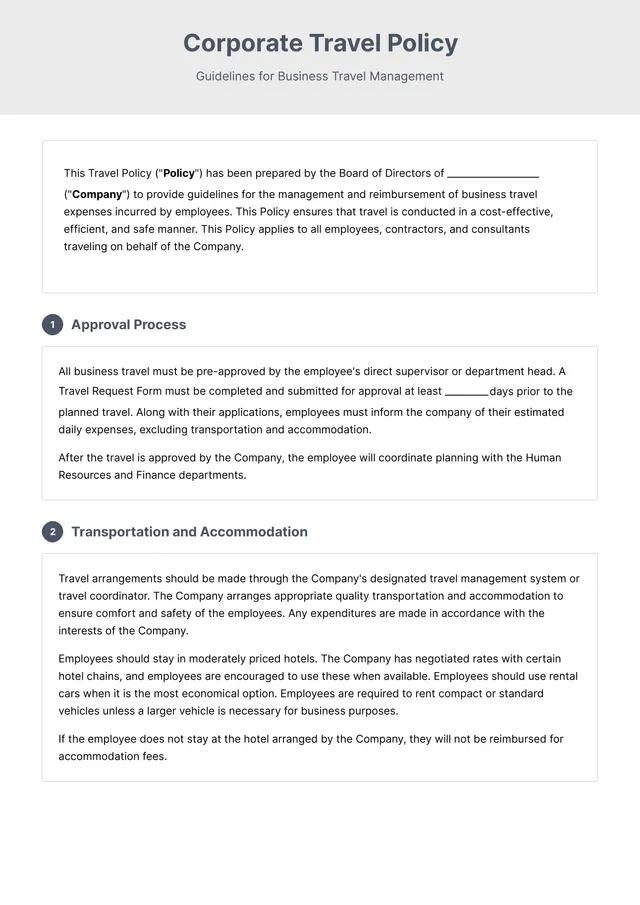 Travel Policy Template