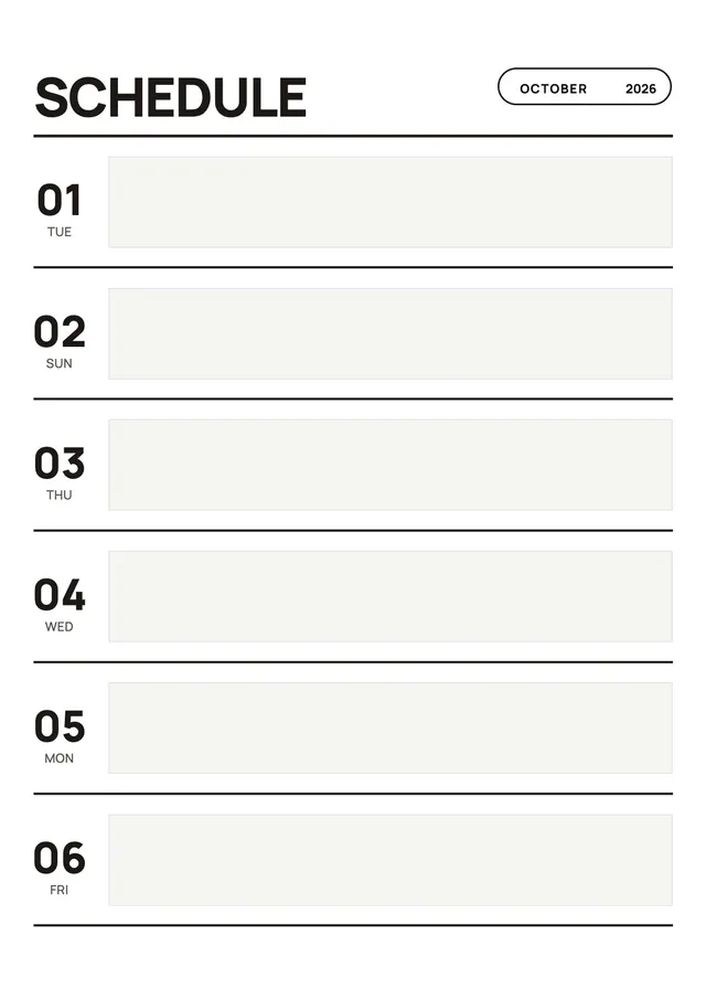 Vertical Weekly Schedule