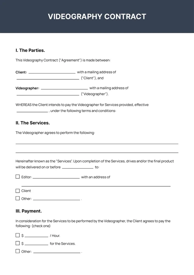 Videography Contract Template