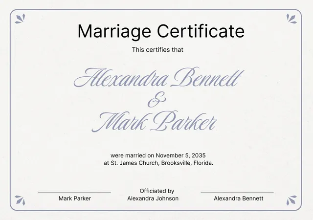 Wedding Certificate Template