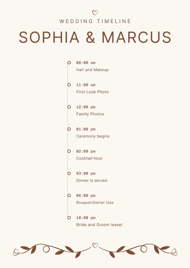 Wedding Itinerary Template