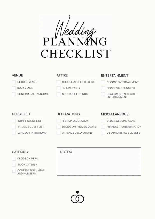 Wedding Planning Checklist