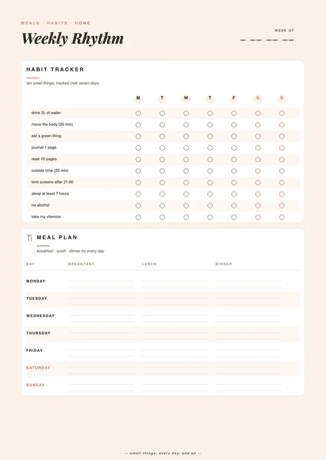 Weekly Habit Tracker To Do List