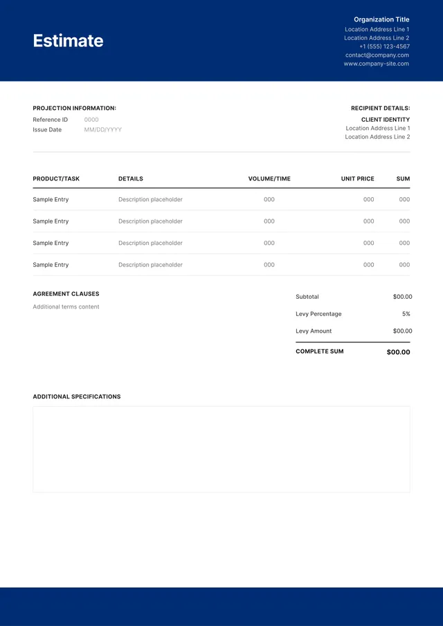 Work Estimate Template