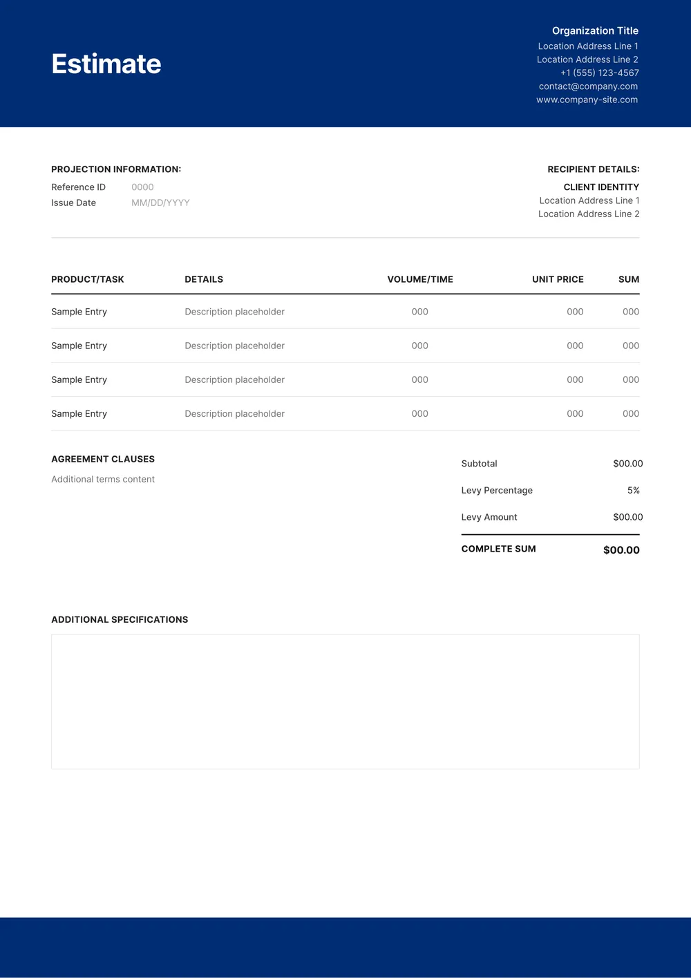 work-estimate form