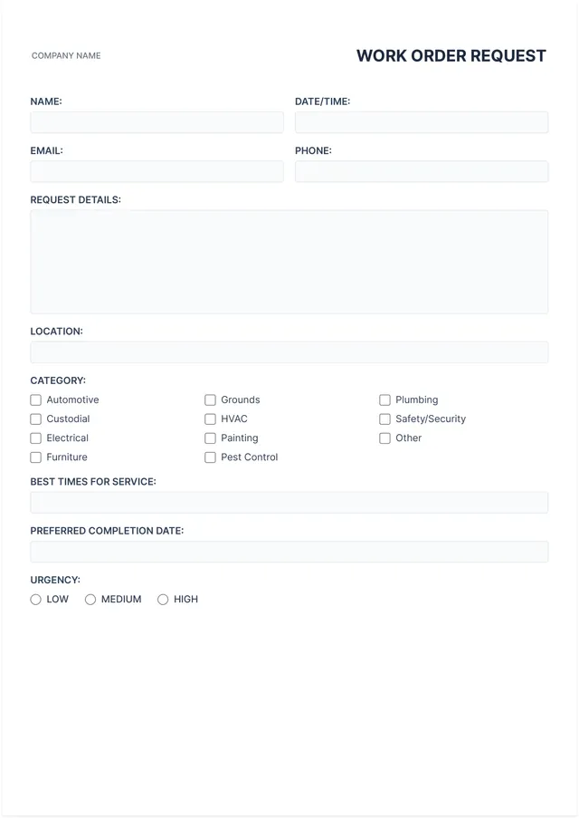 Work Request Template