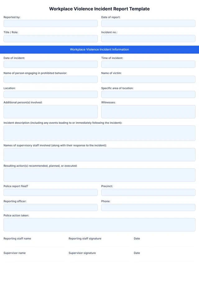 Workplace Incident Report Template 