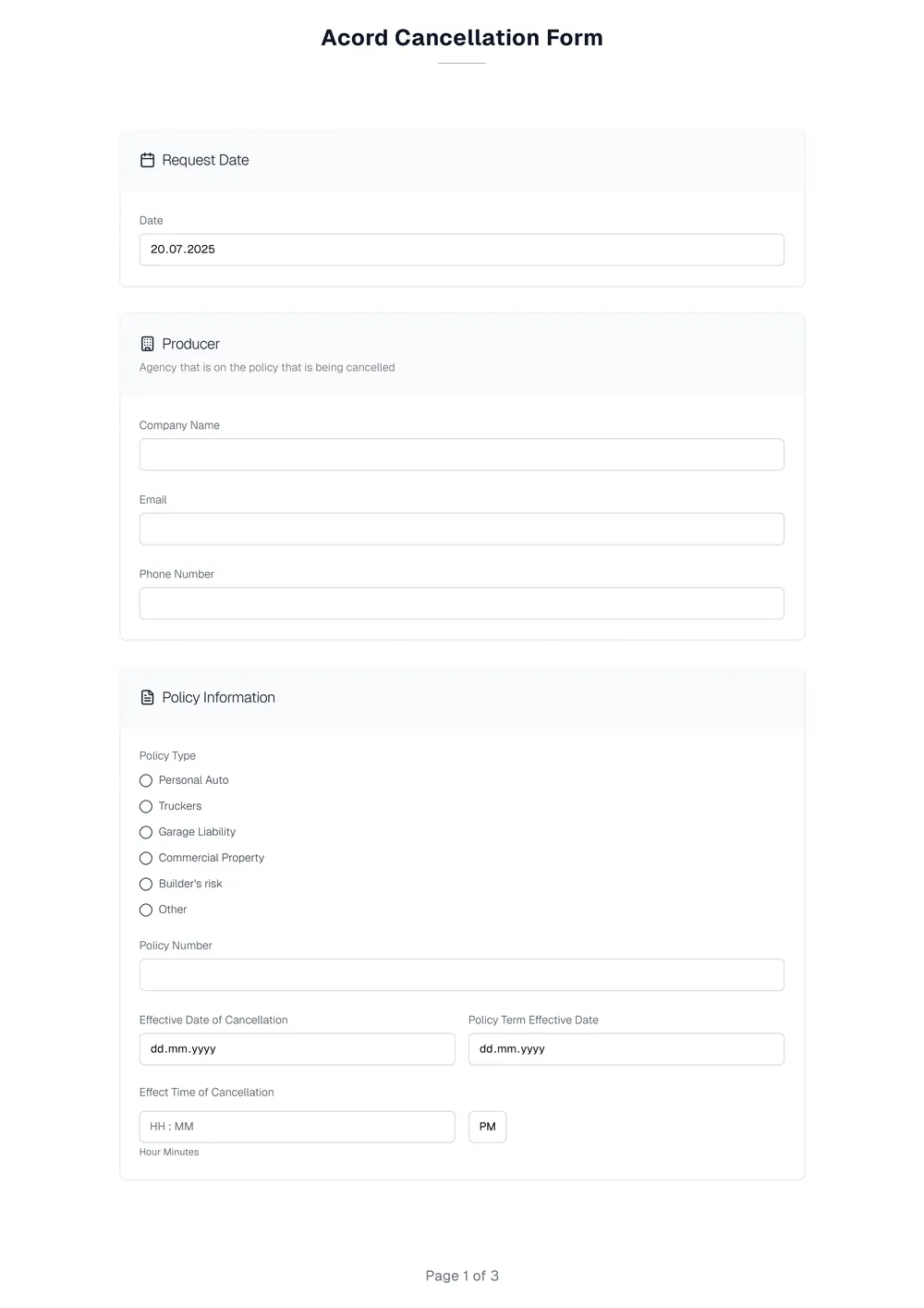 acord cancellation form template
