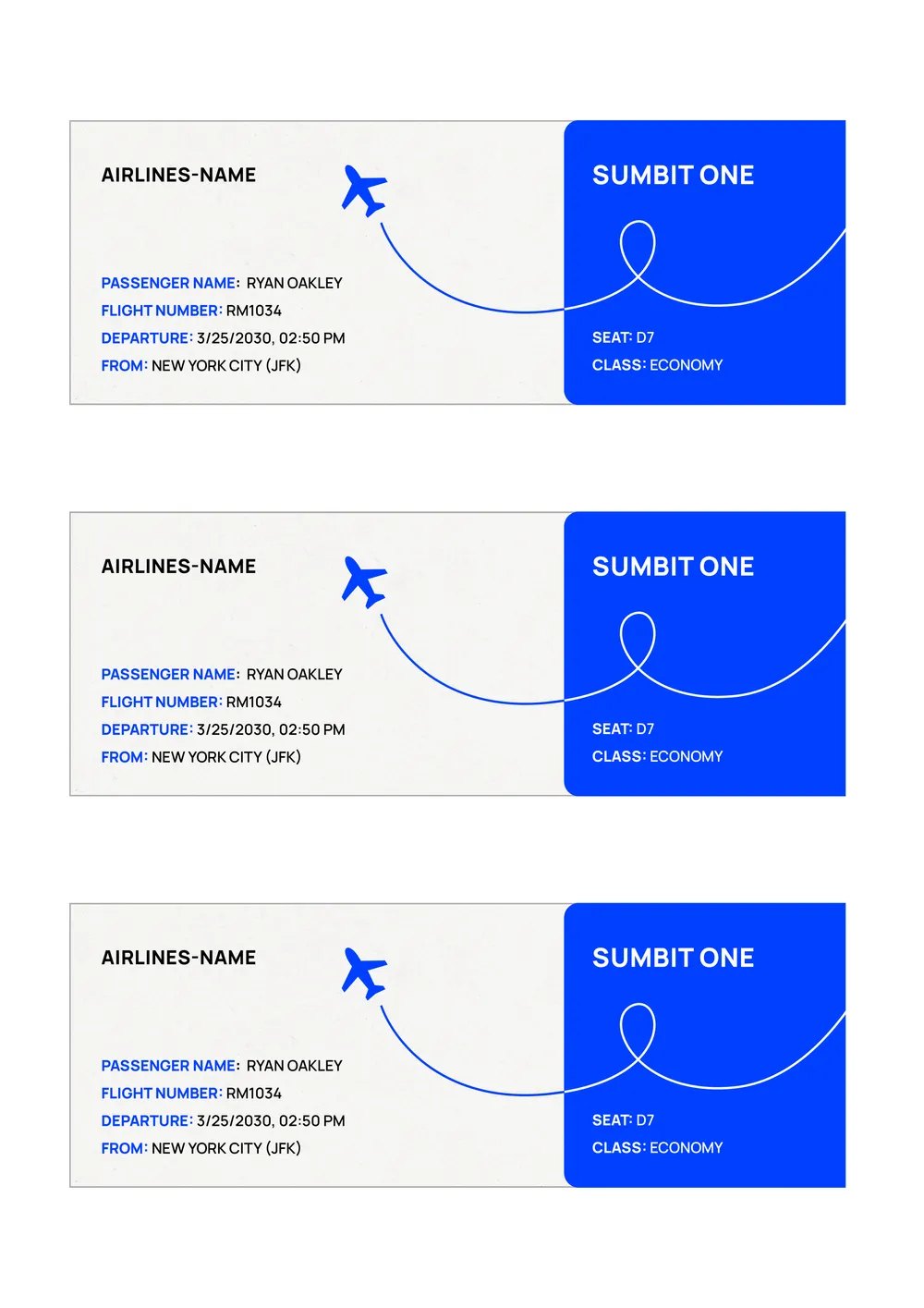 airline ticket template