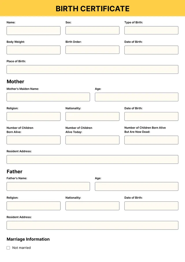 birth certificate template