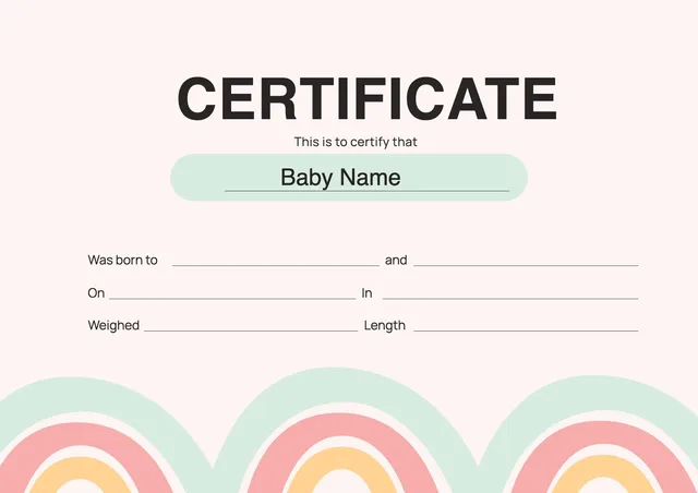 boho birth certificate template