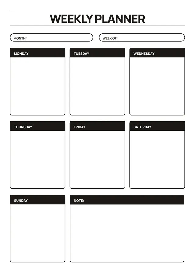 boxed weekly planner template