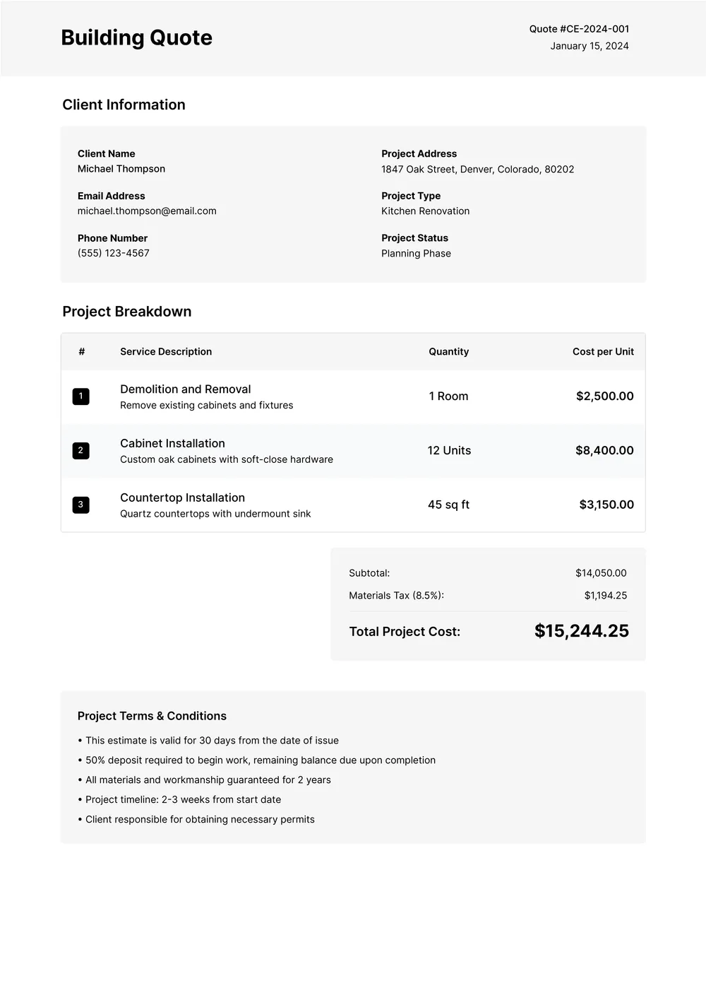 building quote template