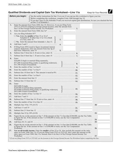 capital gains worksheet form