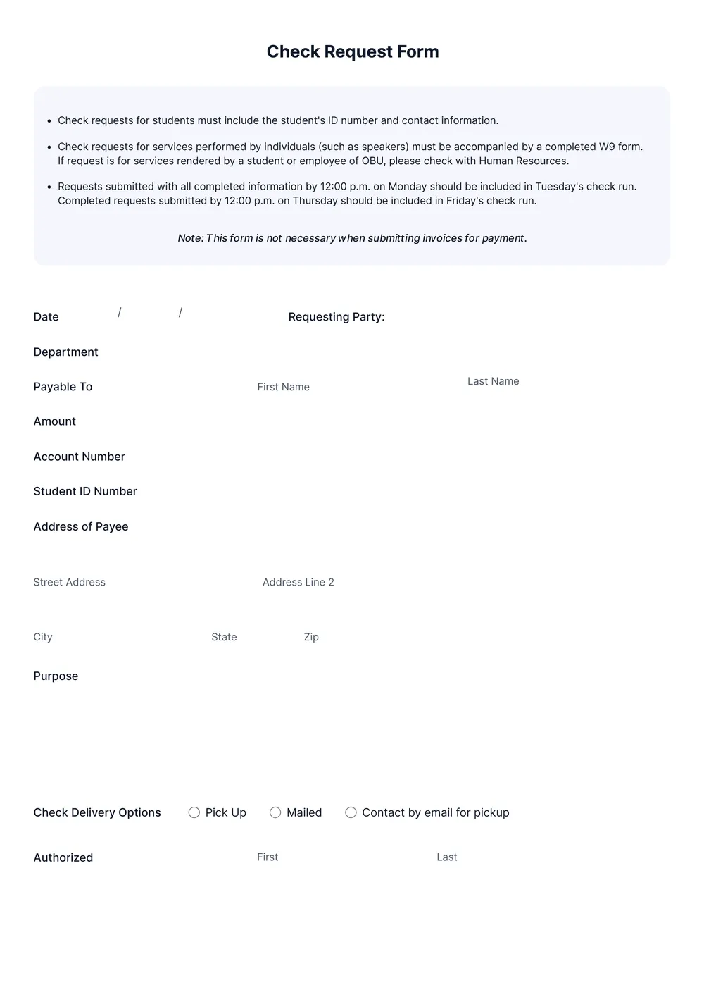 check request form template