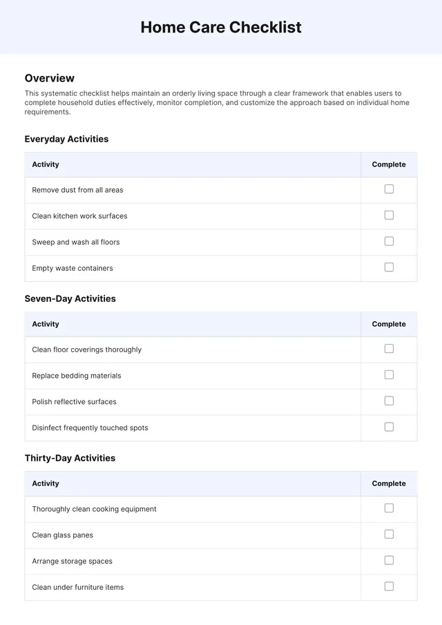 cleaning-checklist form