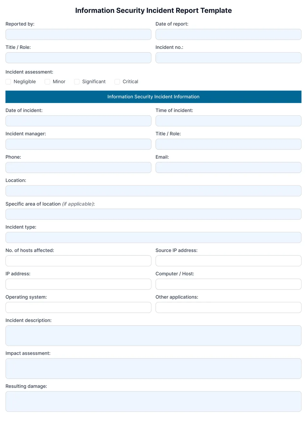 construction incident report template