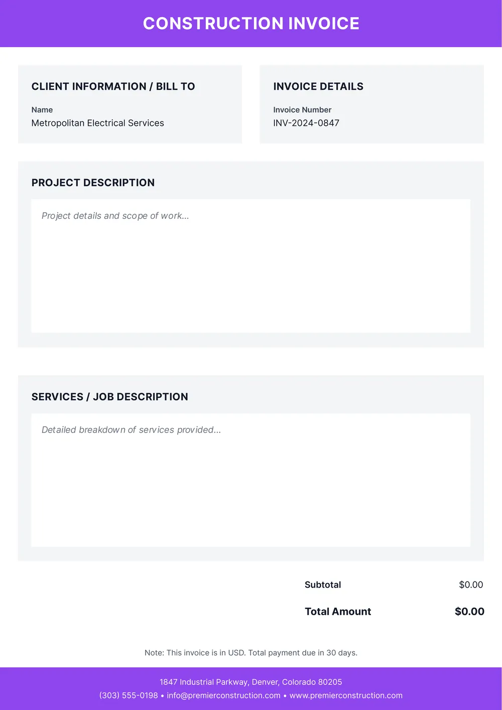 construction invoice template