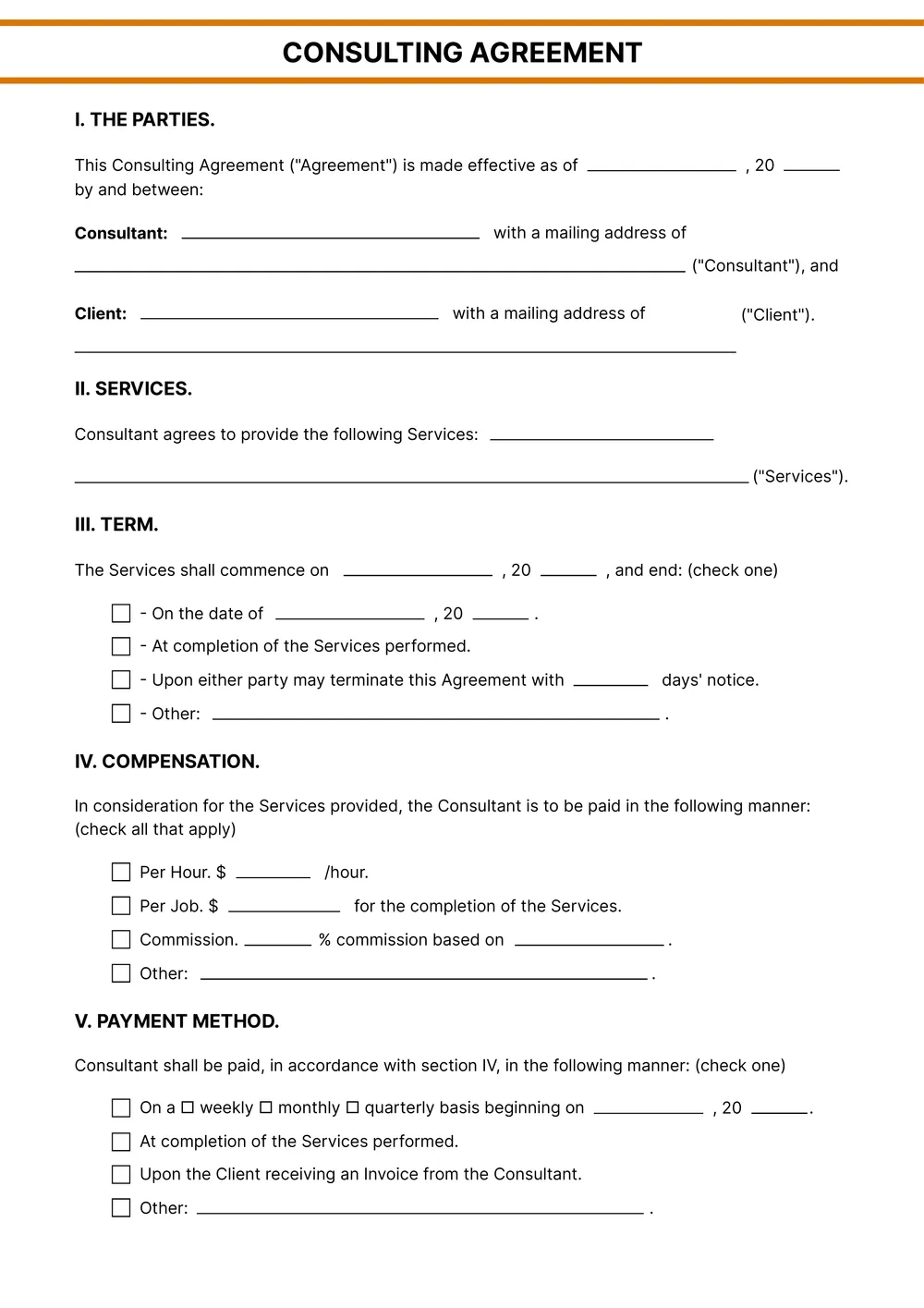 consultant contract template