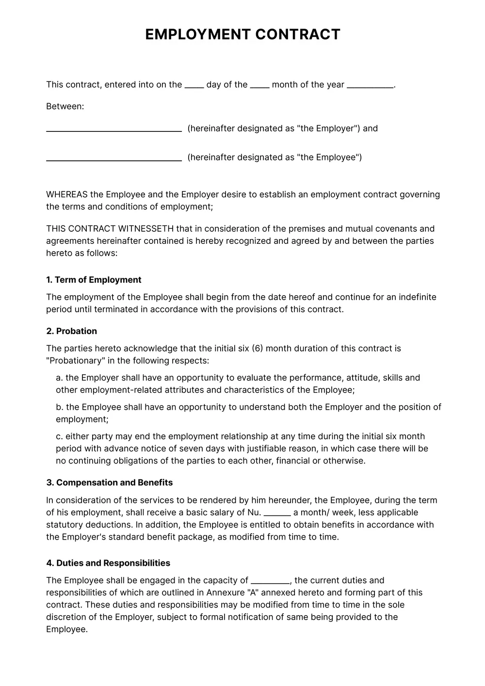 employment contract template