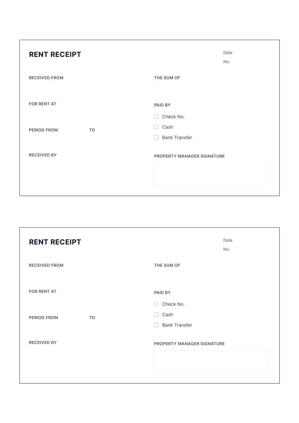 fillable rent receipt template