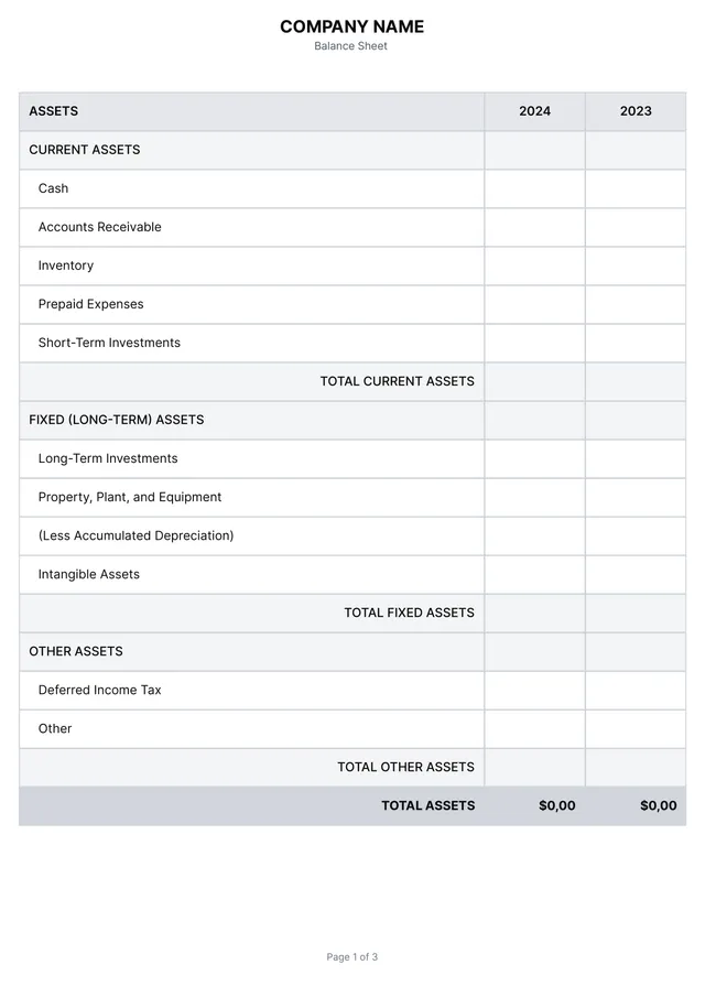 financial report template