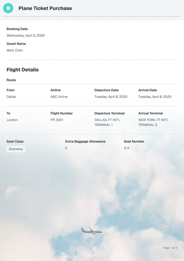 flight ticket template template