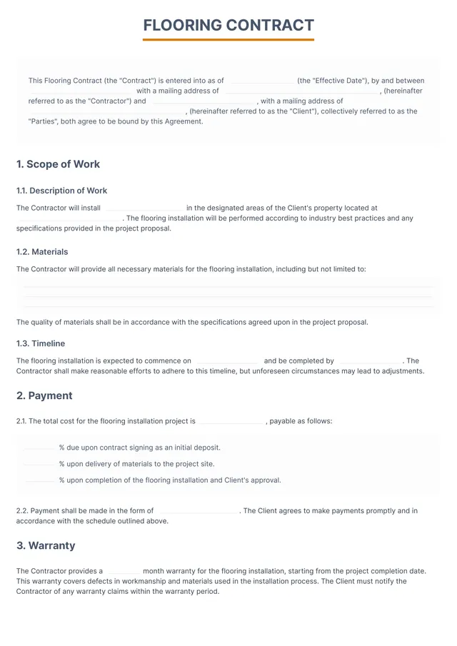 flooring contract template