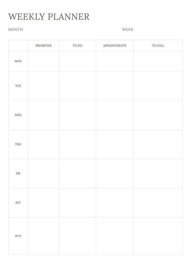 hourly weekly schedule template
