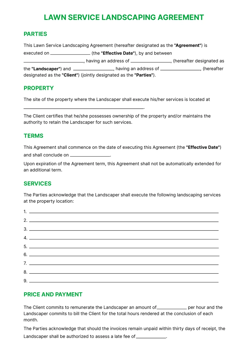 lawn care contract template