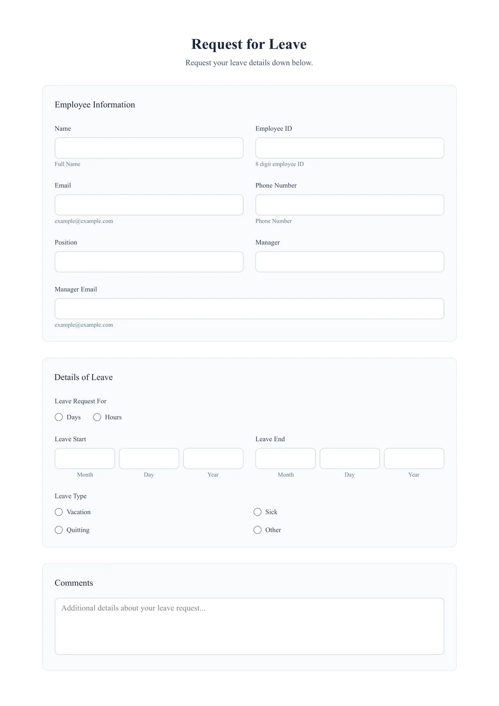 leave request form template