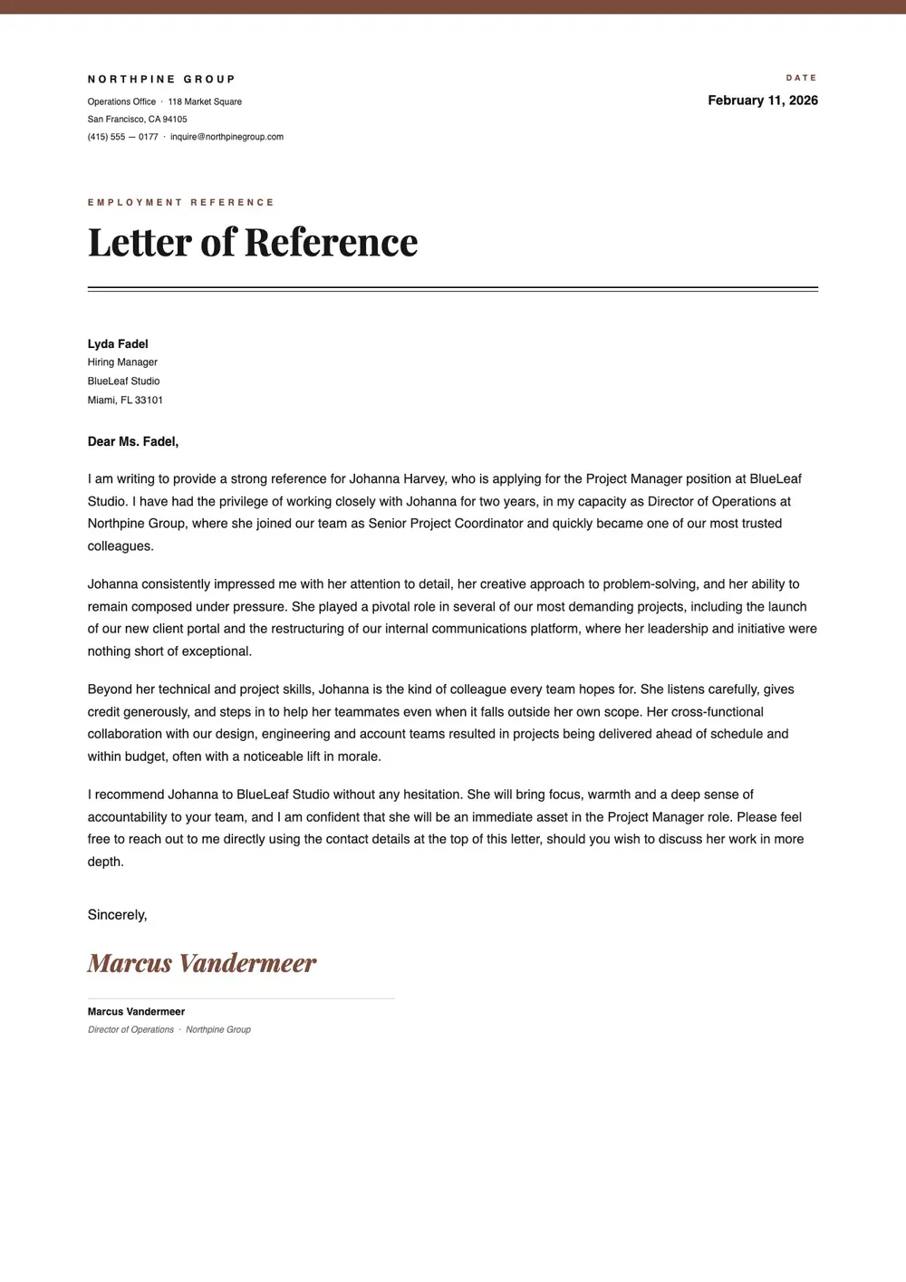 letter of recommendation for employee template