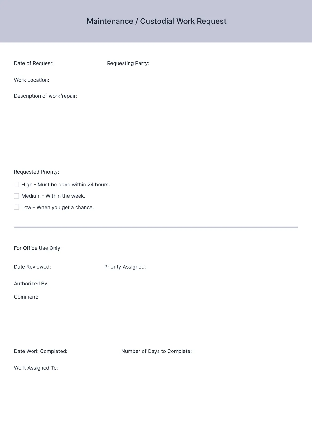 maintenance request form template