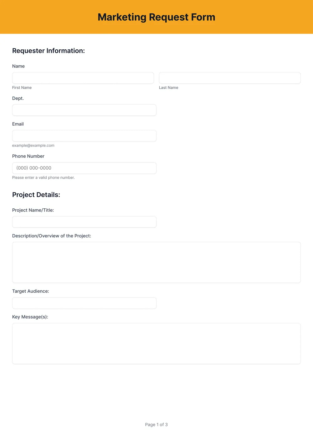 marketing request form template