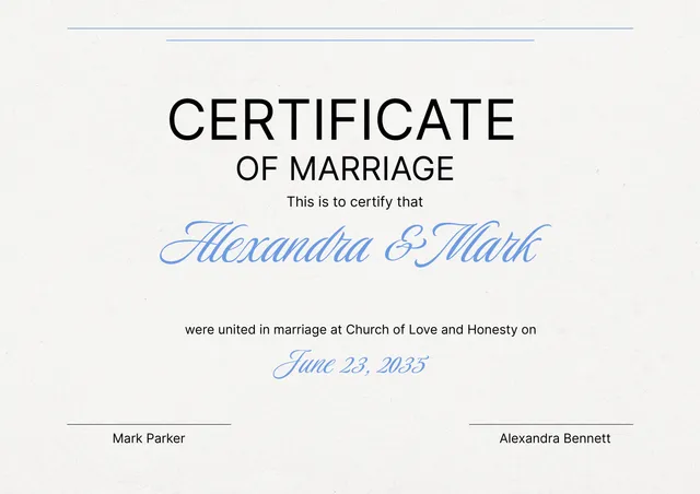 marriage certificate template