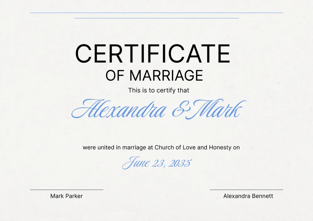 marriage certificate template