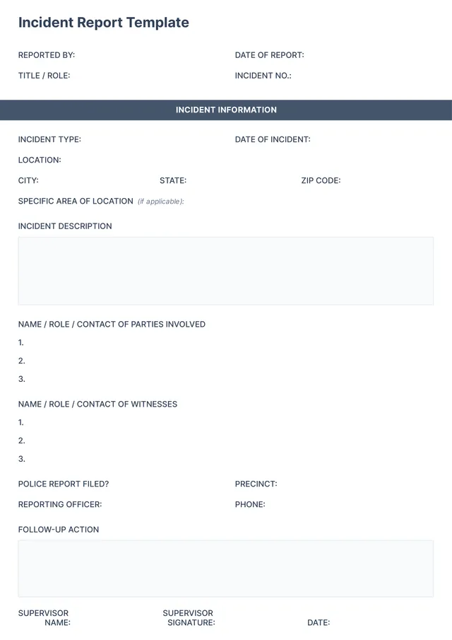 police incident report template