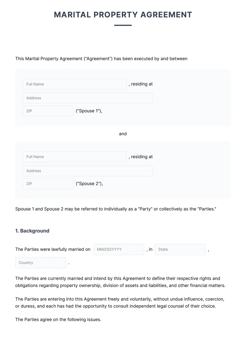postnuptial agreement template