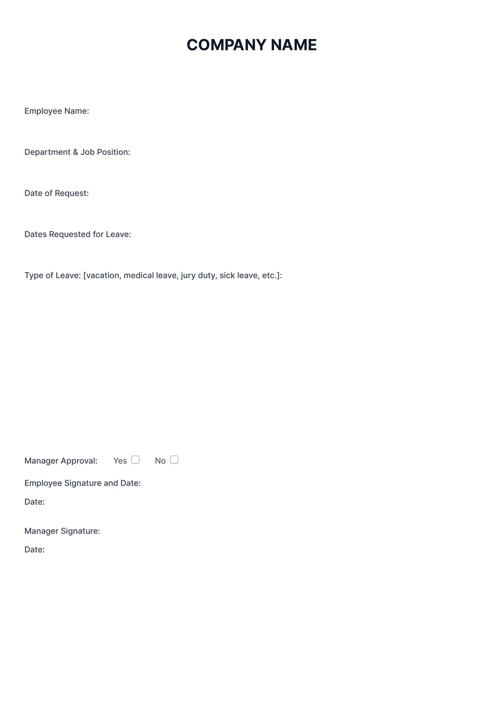pto request template