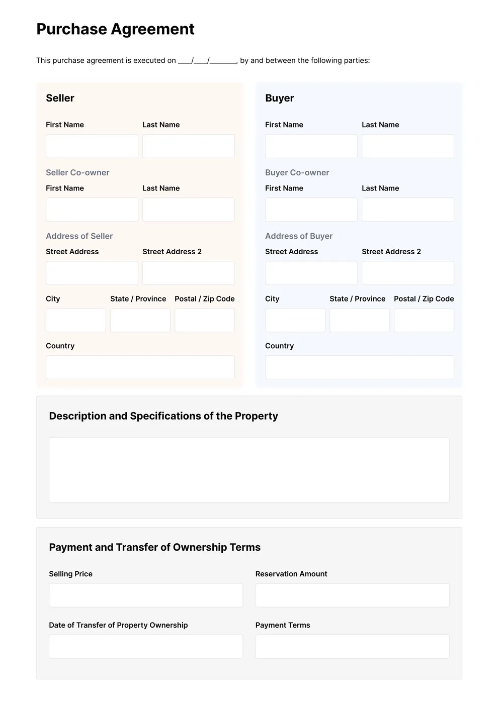 purchase contract template