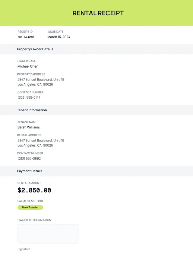 rent receipt template